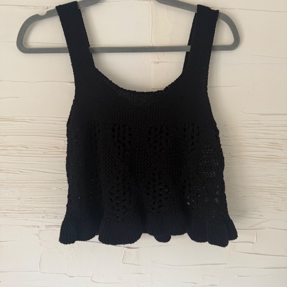 ZARA Knit Cropped Tank | Size Large | Black - Picture 5 of 6